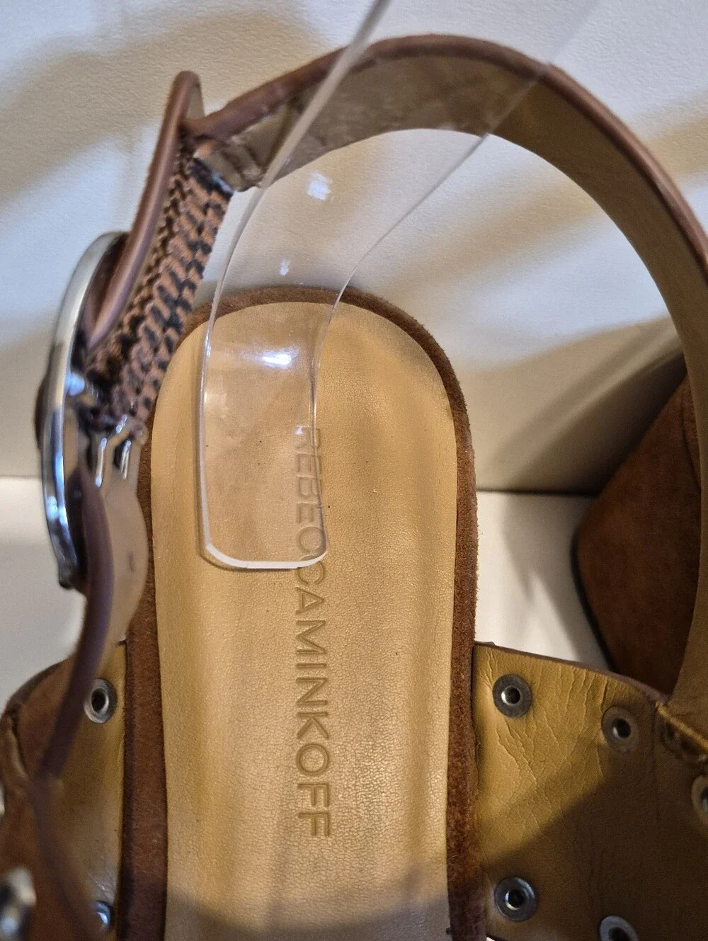Rebecca Minkoff Brown Suede Studded Platform Wedge Sandals Sz. 8M Ret.$250